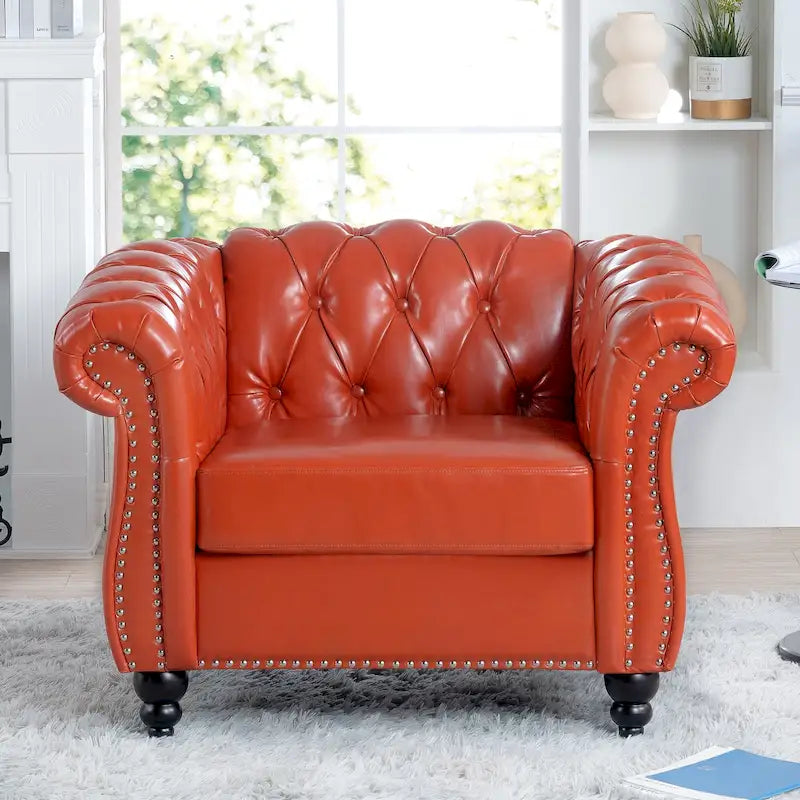 Poltrona Chesterfield em Pele Sintética PU com Botões