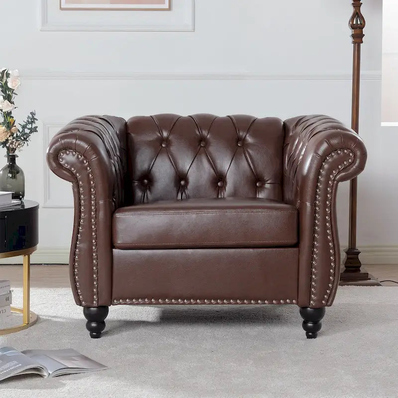 Poltrona Chesterfield em Pele Sintética PU com Botões