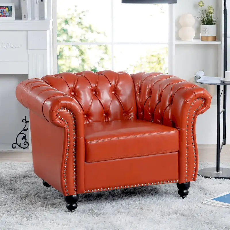 Poltrona Chesterfield em Pele Sintética PU com Botões