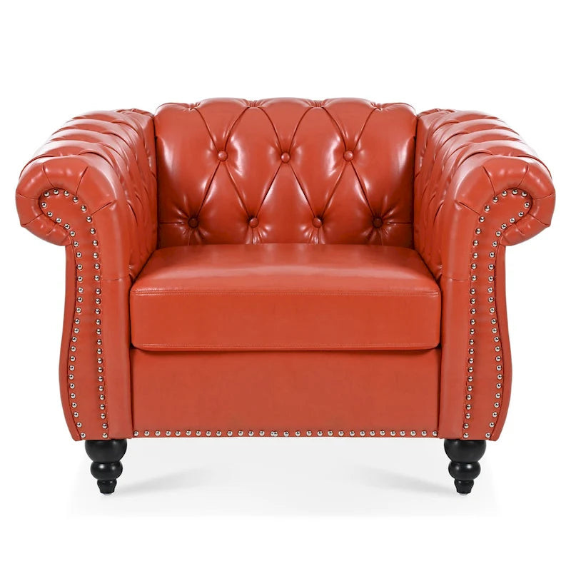 Poltrona Chesterfield em Pele Sintética PU com Botões