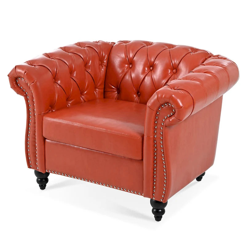 Poltrona Chesterfield em Pele Sintética PU com Botões