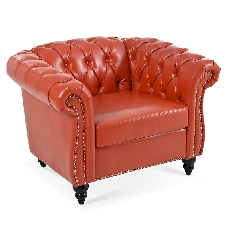 Poltrona Chesterfield em Pele Sintética PU com Botões
