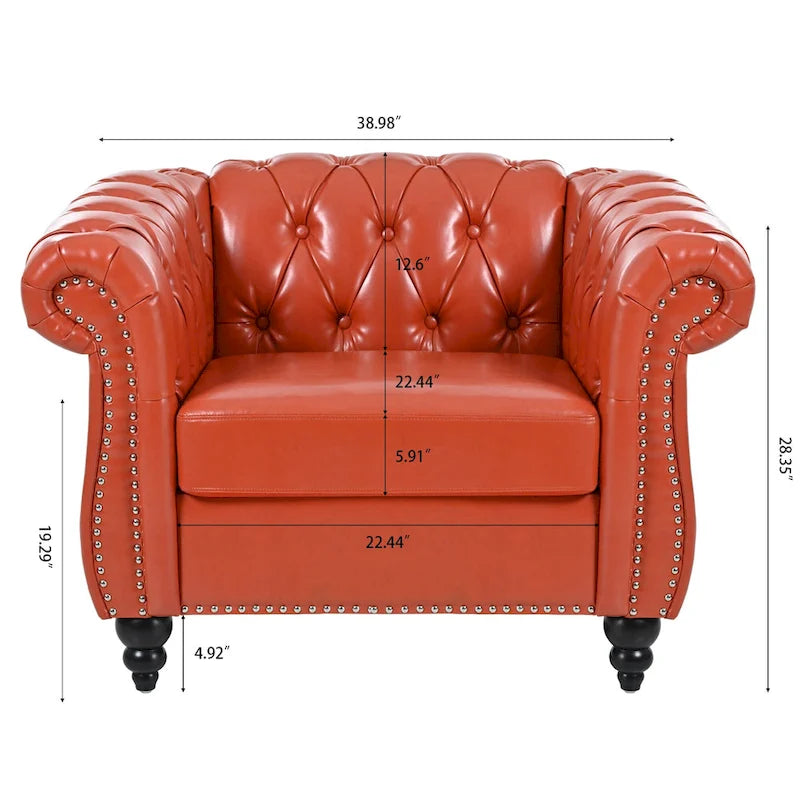 Poltrona Chesterfield em Pele Sintética PU com Botões