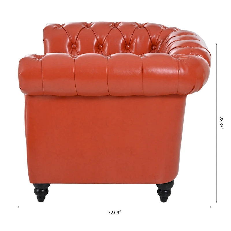 Poltrona Chesterfield em Pele Sintética PU com Botões