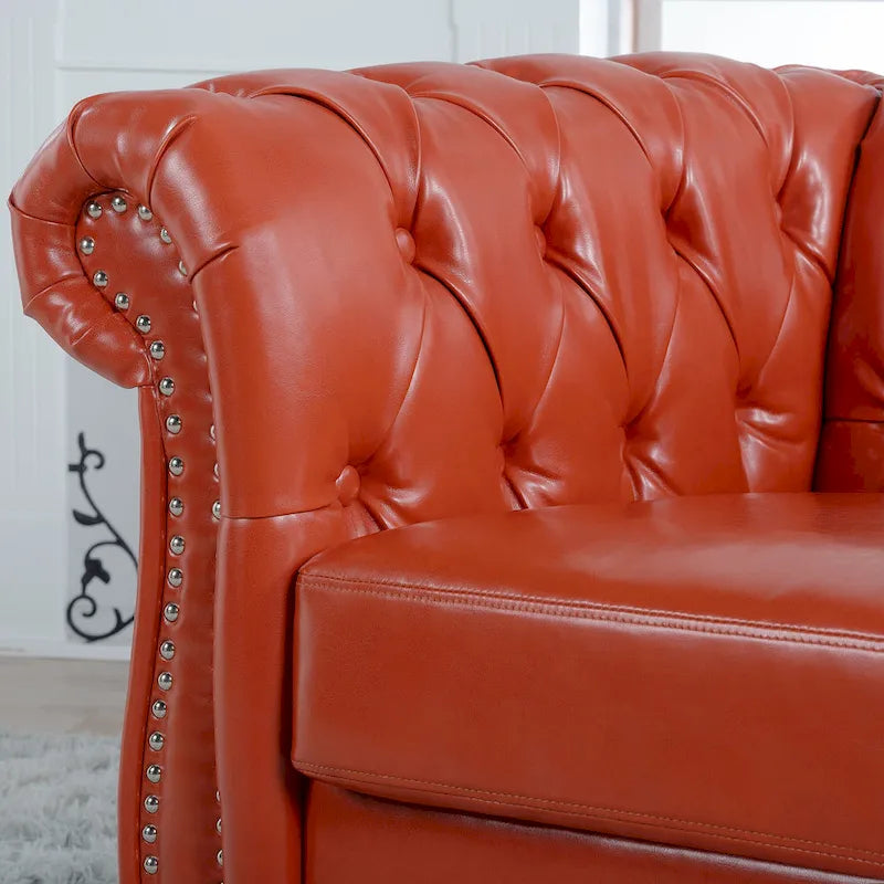 Poltrona Chesterfield em Pele Sintética PU com Botões