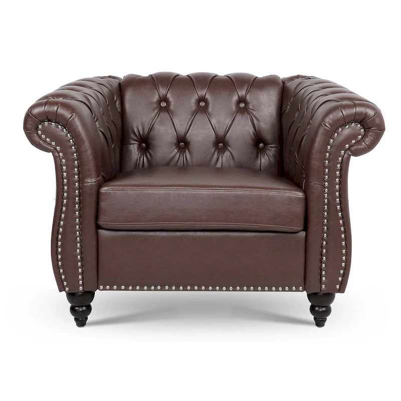 Poltrona Chesterfield em Pele Sintética PU com Botões