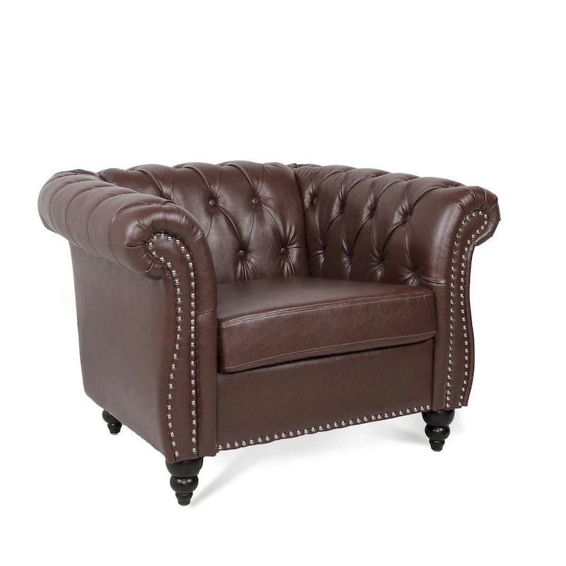 Poltrona Chesterfield em Pele Sintética PU com Botões