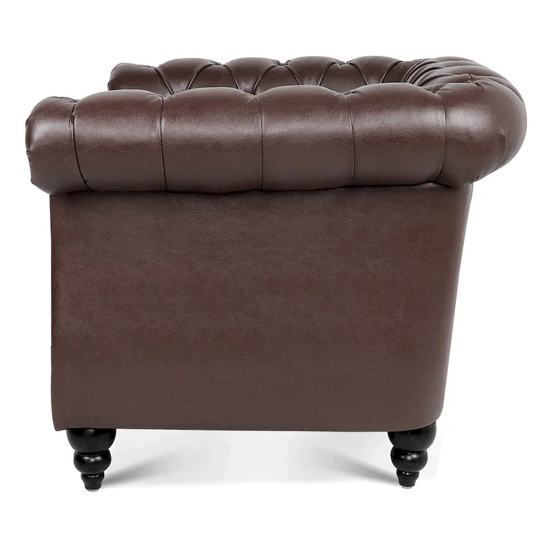 Poltrona Chesterfield em Pele Sintética PU com Botões