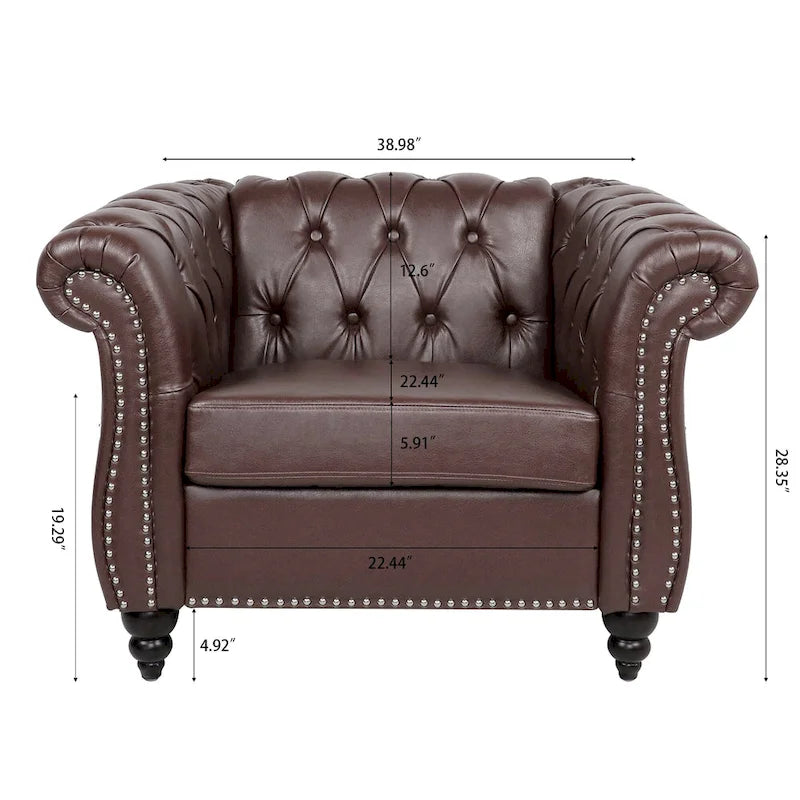 Poltrona Chesterfield em Pele Sintética PU com Botões