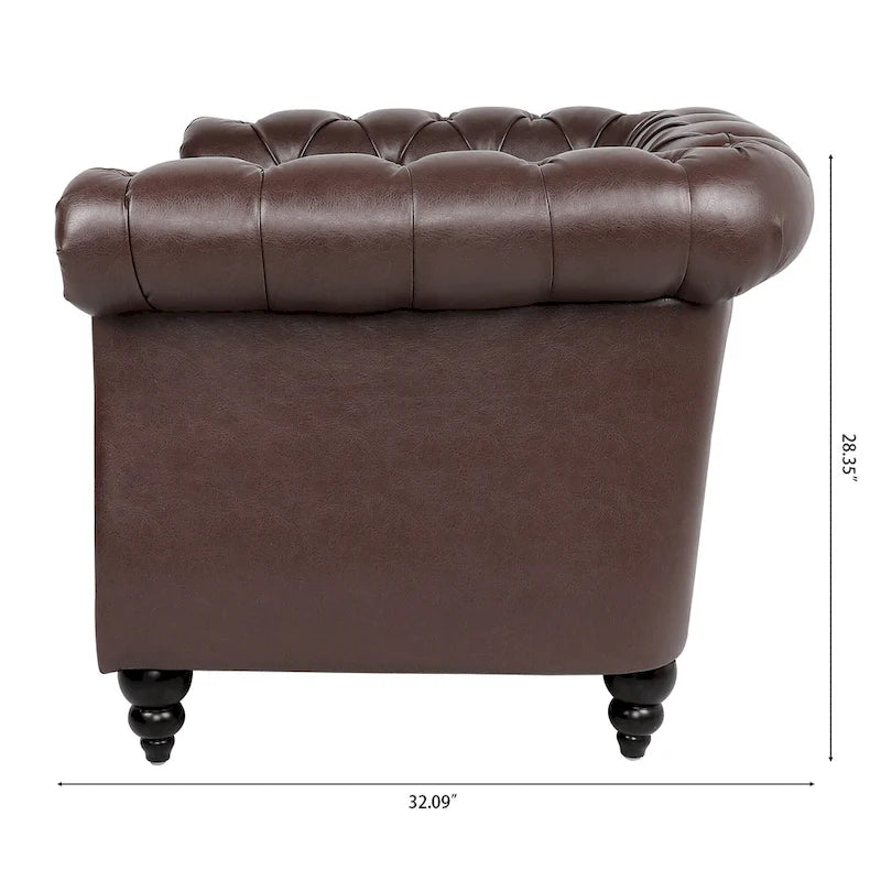 Poltrona Chesterfield em Pele Sintética PU com Botões