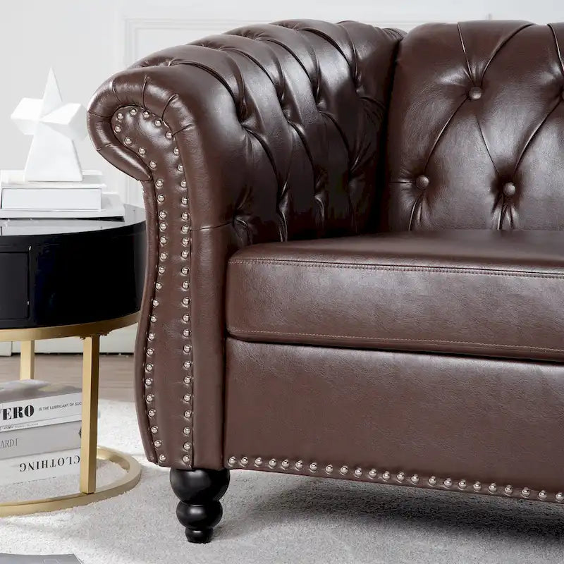 Poltrona Chesterfield em Pele Sintética PU com Botões