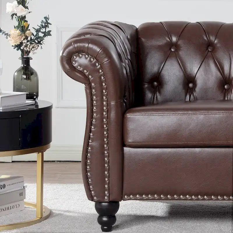 Poltrona Chesterfield em Pele Sintética PU com Botões