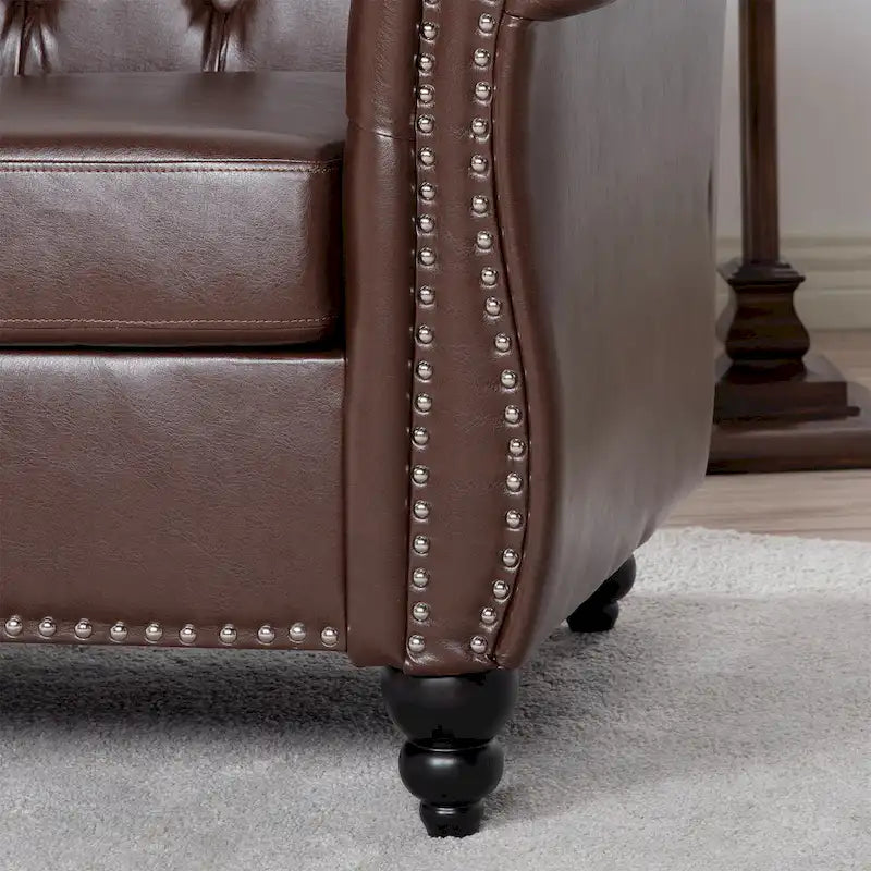 Poltrona Chesterfield em Pele Sintética PU com Botões