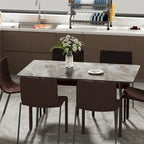 Mesa de Jantar Moderna com Estrutura Metálica Tampo em Pedra Sinterizada Mesa de Cozinha