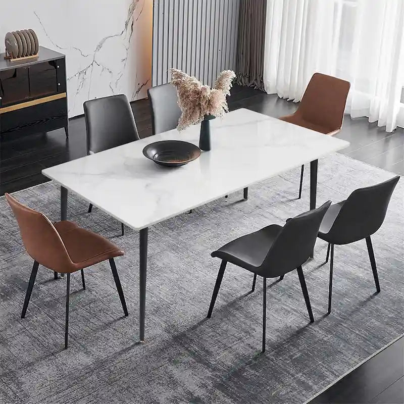 Mesa de Jantar Moderna com Estrutura Metálica Tampo em Pedra Sinterizada Mesa de Cozinha