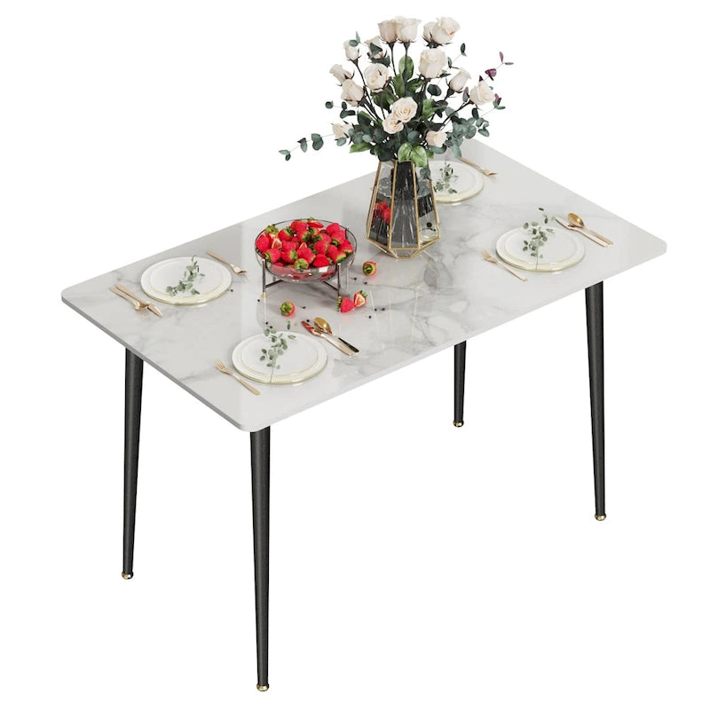 Mesa de Jantar Moderna com Estrutura Metálica Tampo em Pedra Sinterizada Mesa de Cozinha