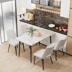Mesa de Jantar Moderna com Estrutura Metálica Tampo em Pedra Sinterizada Mesa de Cozinha