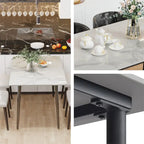 Mesa de Jantar Moderna com Estrutura Metálica Tampo em Pedra Sinterizada Mesa de Cozinha