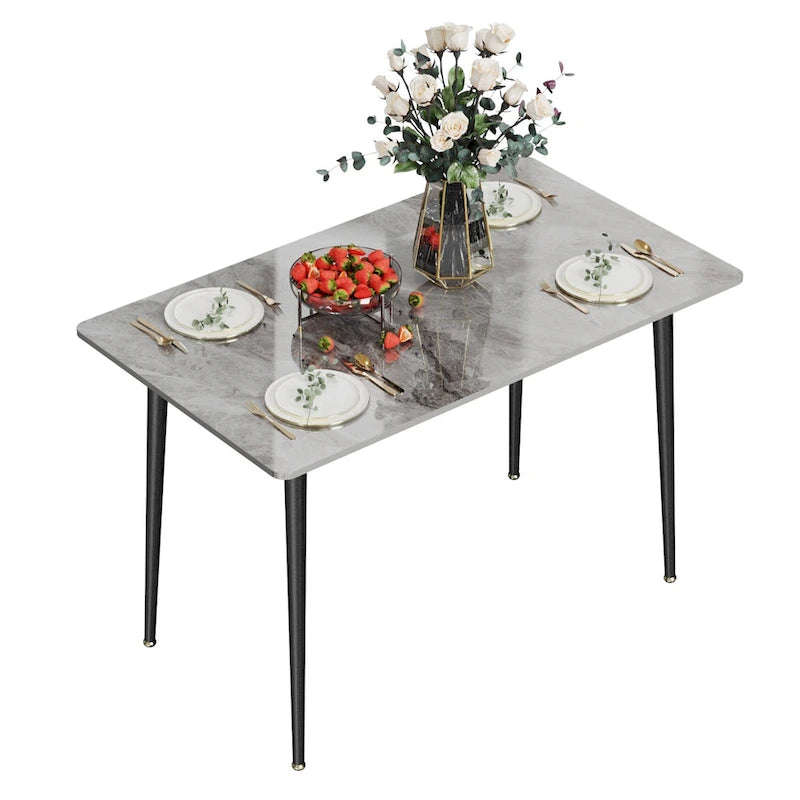 Mesa de Jantar Moderna com Estrutura Metálica Tampo em Pedra Sinterizada Mesa de Cozinha