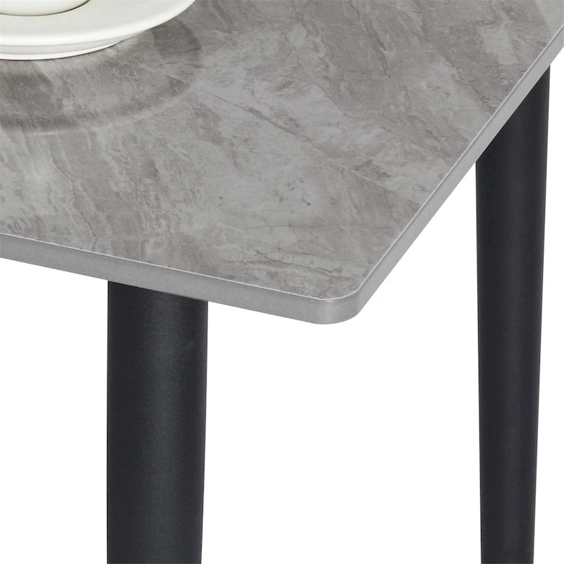 Mesa de Jantar Moderna com Estrutura Metálica Tampo em Pedra Sinterizada Mesa de Cozinha