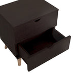 Mesa de Cabeceira Mid-Century Moderna Cappuccino com 2 Gavetas e Pernas Cónicas