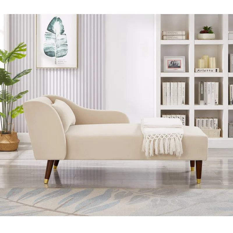 Chaise Longue Moderna com Estofos em Veludo - 29.50 x 55.90 x 28.70