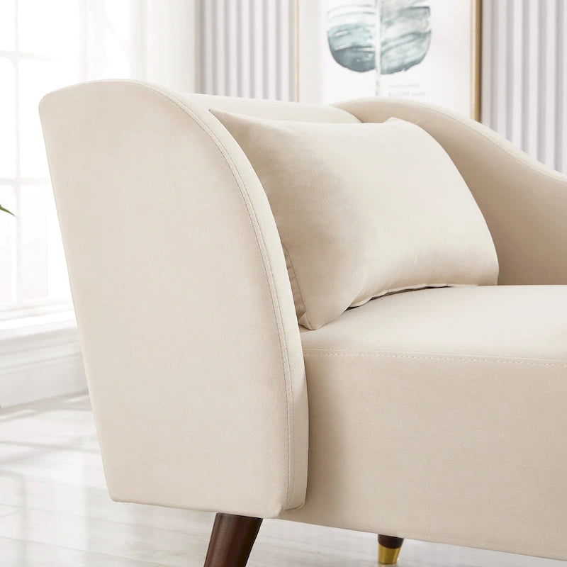Chaise Longue Moderna com Estofos em Veludo - 29.50 x 55.90 x 28.70