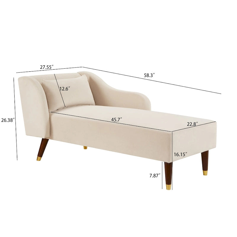 Chaise Longue Moderna com Estofos em Veludo - 29.50 x 55.90 x 28.70
