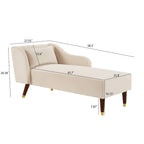 Chaise Longue Moderna com Estofos em Veludo - 29.50 x 55.90 x 28.70