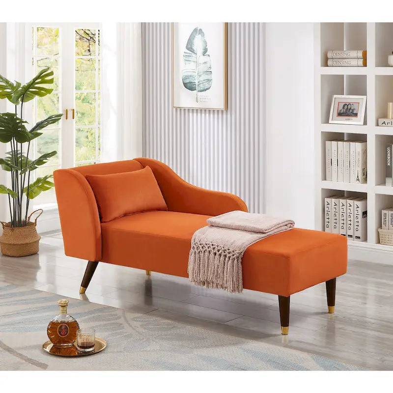 Chaise Longue Moderna com Estofos em Veludo - 29.50 x 55.90 x 28.70