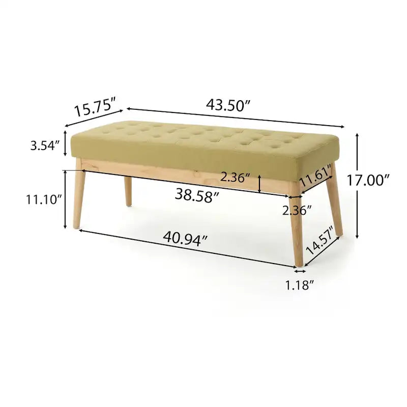Banco Otomano Estofado de Meados do Século - 43,00 C x 15,75 L x 17,00 A