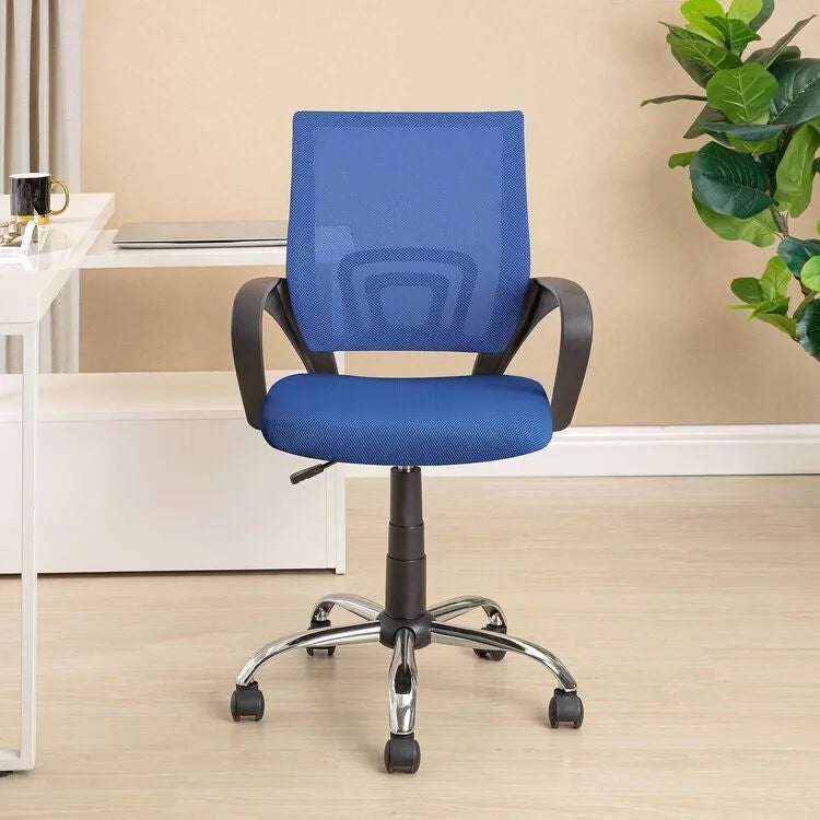 Cadeira de Escritório Ergonómica em Malha Respirável Design Ajustável com Apoio Lombar e Mobilidade Otimizada com Rodas Giratórias 360º
