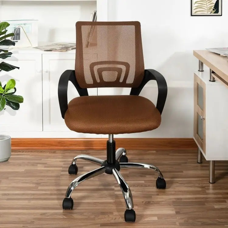 Cadeira de Escritório Ergonómica em Malha Respirável Design Ajustável com Apoio Lombar e Mobilidade Otimizada com Rodas Giratórias 360º
