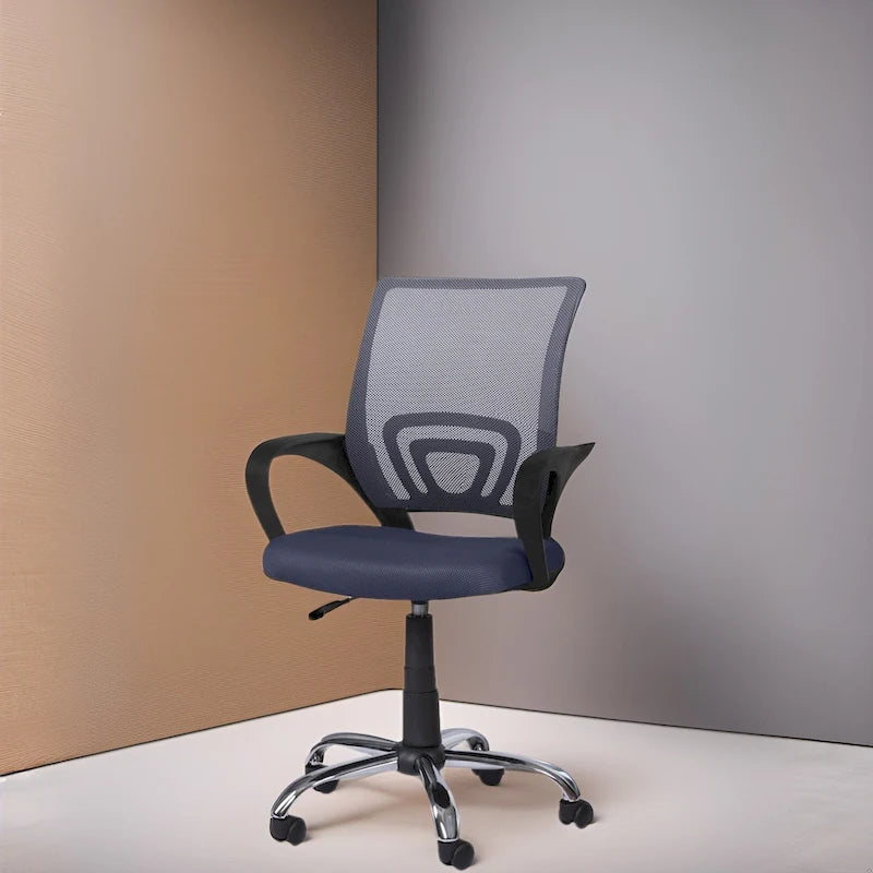 Cadeira de Escritório Ergonómica em Malha Respirável Design Ajustável com Apoio Lombar e Mobilidade Otimizada com Rodas Giratórias 360º