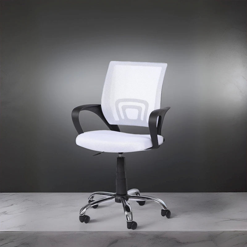 Cadeira de Escritório Ergonómica em Malha Respirável Design Ajustável com Apoio Lombar e Mobilidade Otimizada com Rodas Giratórias 360º