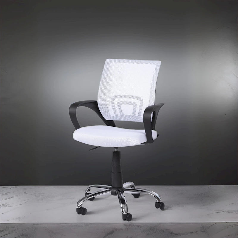 Cadeira de Escritório Ergonómica em Malha Respirável Design Ajustável com Apoio Lombar e Mobilidade Otimizada com Rodas Giratórias 360º