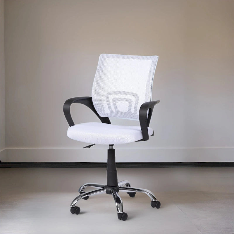 Cadeira de Escritório Ergonómica em Malha Respirável Design Ajustável com Apoio Lombar e Mobilidade Otimizada com Rodas Giratórias 360º