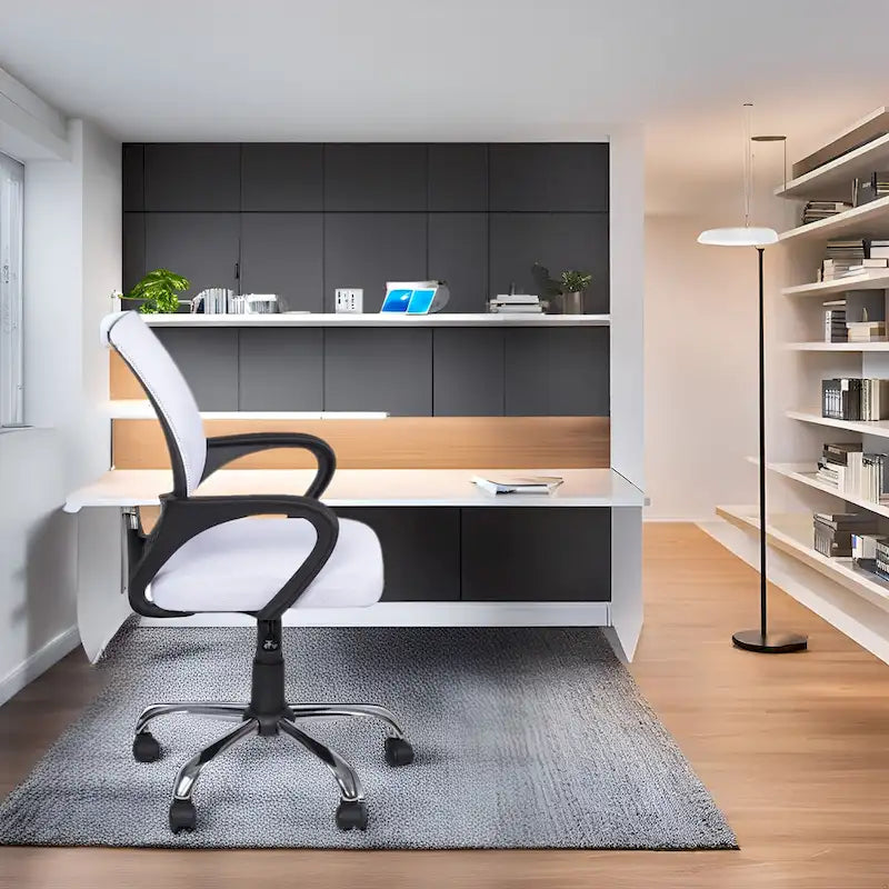 Cadeira de Escritório Ergonómica em Malha Respirável Design Ajustável com Apoio Lombar e Mobilidade Otimizada com Rodas Giratórias 360º
