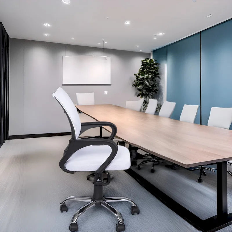 Cadeira de Escritório Ergonómica em Malha Respirável Design Ajustável com Apoio Lombar e Mobilidade Otimizada com Rodas Giratórias 360º