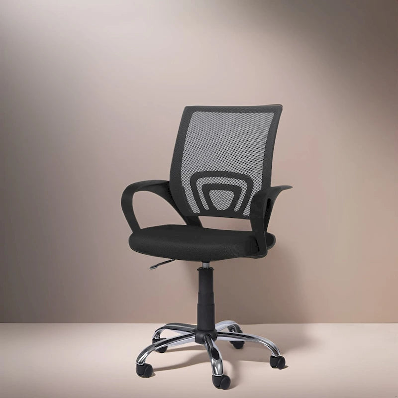 Cadeira de Escritório Ergonómica em Malha Respirável Design Ajustável com Apoio Lombar e Mobilidade Otimizada com Rodas Giratórias 360º