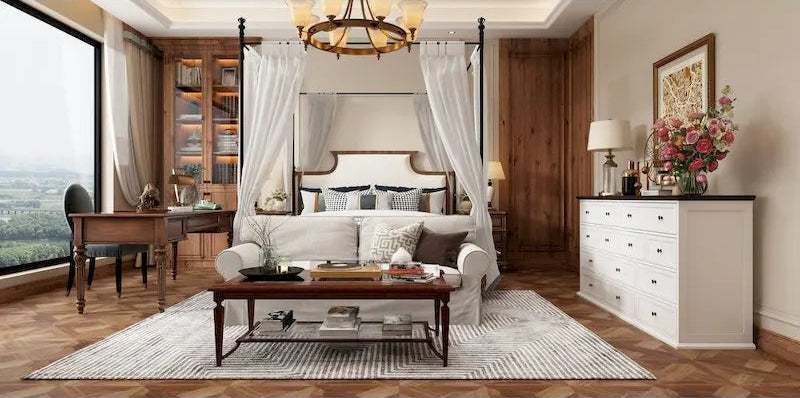 Chic Brown and White Dresser with Ample Storage Space Side Table