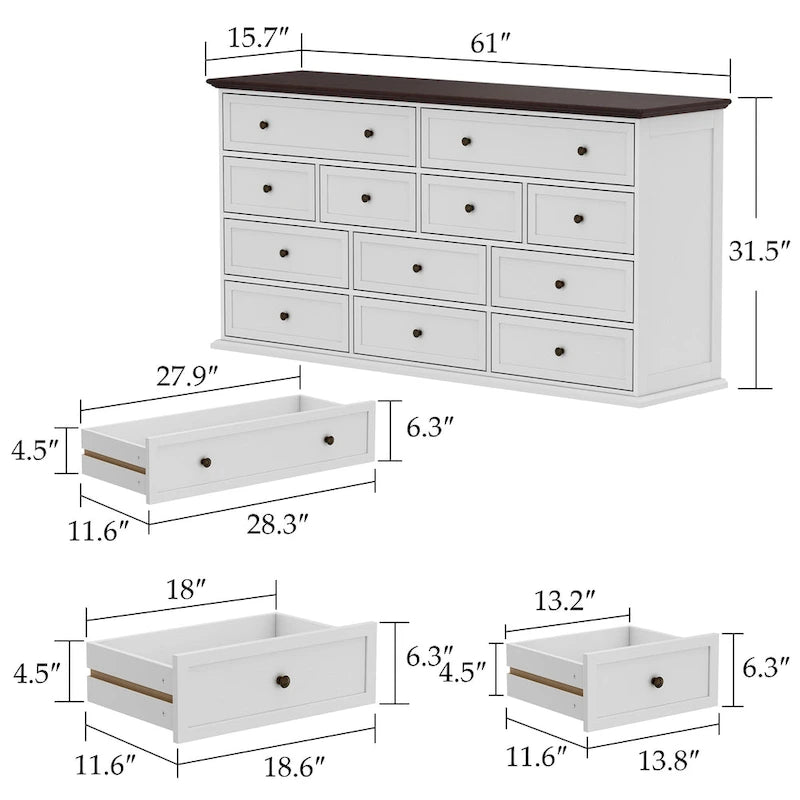 Cómoda Castanha e Branca Elegante com Amplo Espaço de Armazenamento - Mesa de Apoio
