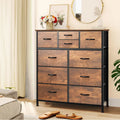 Moasis Rustic Wood-grain Badroom Dresser with Metal Frame, Wooden Top
