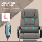 Cadeira Reclinável de Escritório com Altura Ajustável e Suporte Lombar com Massagem Vibratória de 6 Pontos