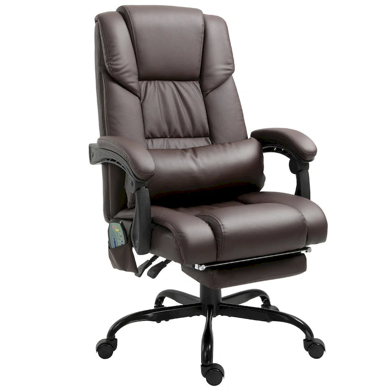 Cadeira Reclinável de Escritório com Altura Ajustável e Suporte Lombar com Massagem Vibratória de 6 Pontos