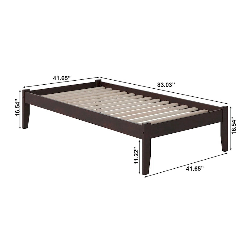 Cama de Plataforma Twin XL em Espresso com Gavetão de Arrumação Opcional