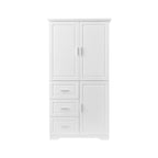 Armário de Arrumação Alto e Largo com Portas para Casa de Banho/Escritório Três Gavetas Cinzento/Branco/Preto