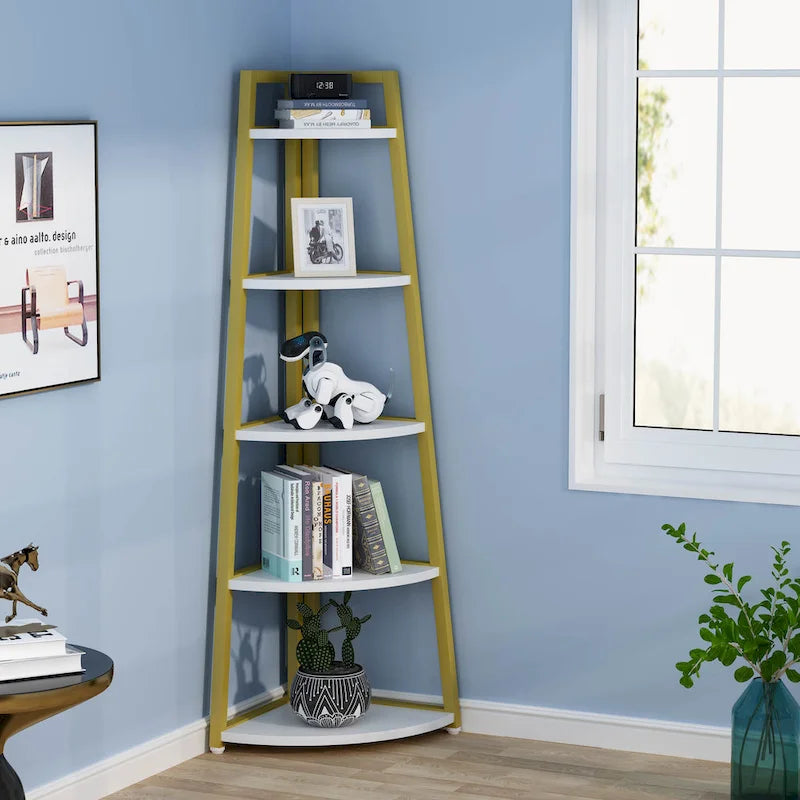 Armário de Canto de Casa de Banho de 5 Prateleiras, Torre de Arrumação Castanho Rústico