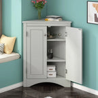 Corner Triangle Bathroom Storage Cabinet with Adjustable Shelves, Freestanding Floor Cabinet, Accent Cabinet for Living Room