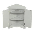 Armário de Canto Triangular para Casa de Banho com Prateleiras Ajustáveis, Armário de Chão Independente, Armário de Destaque para Sala de Estar
